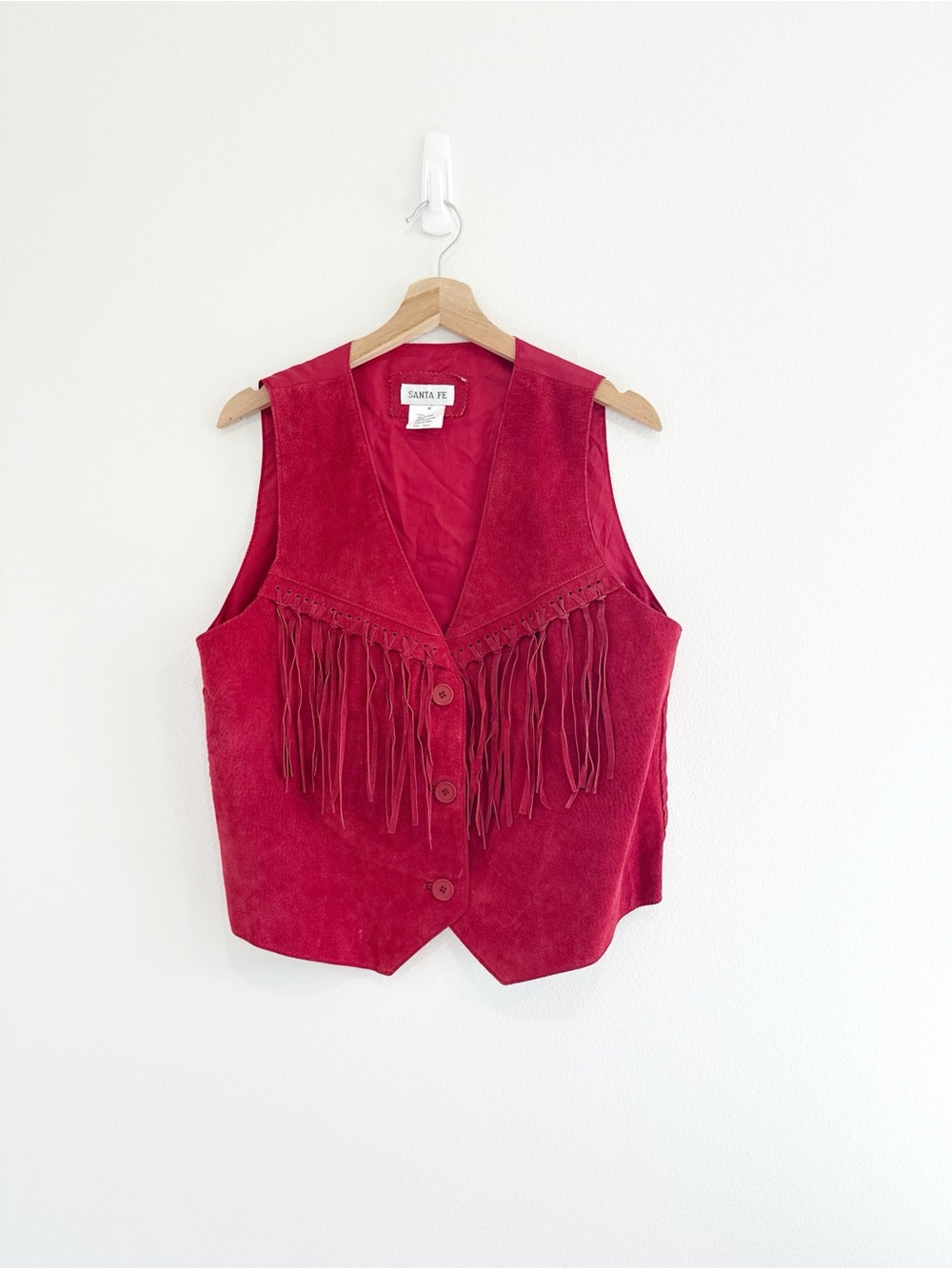 Santa Fe Red Suede Fringe Vest Women's 100% Leather Western Cowgirl Size M